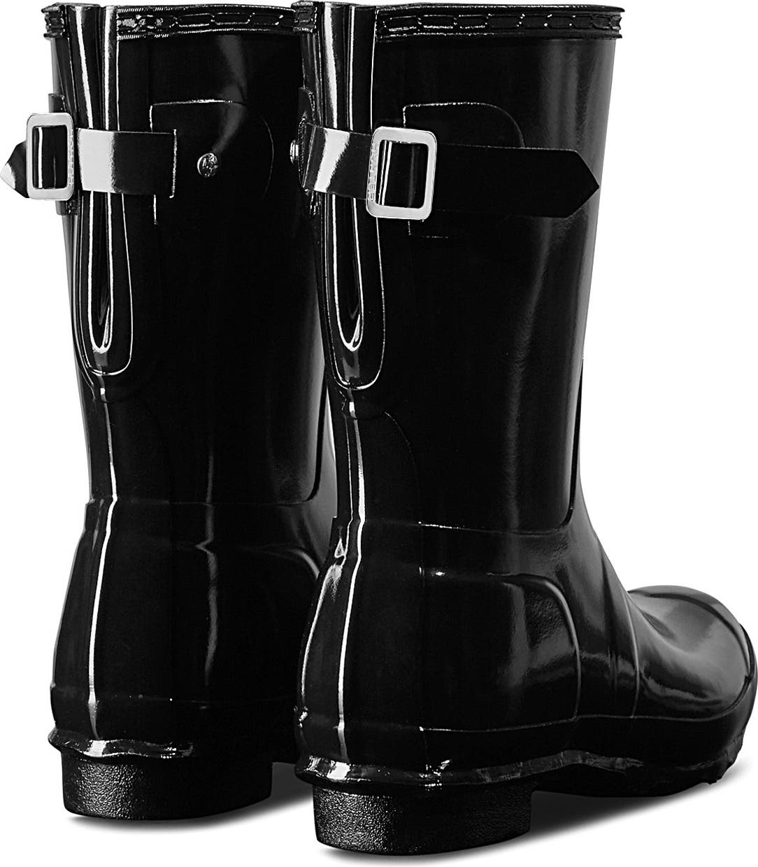Hunter Original Back Adjustable Short Gloss Rubber Waterproof Womens Boots 
